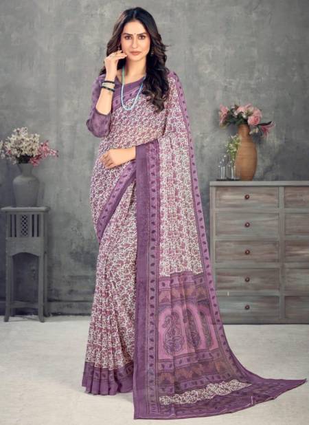 Purple Colour RUCHI KESARIYA CHIFFON 63rd EDITION Designer Casual Wear Chiffon Printed Saree Collection 1302 C